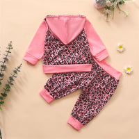 Baby Girls Leopard Hooded Long Sleeve Top & Pants Baby Clothing Cheap Wholesale - PrettyKid