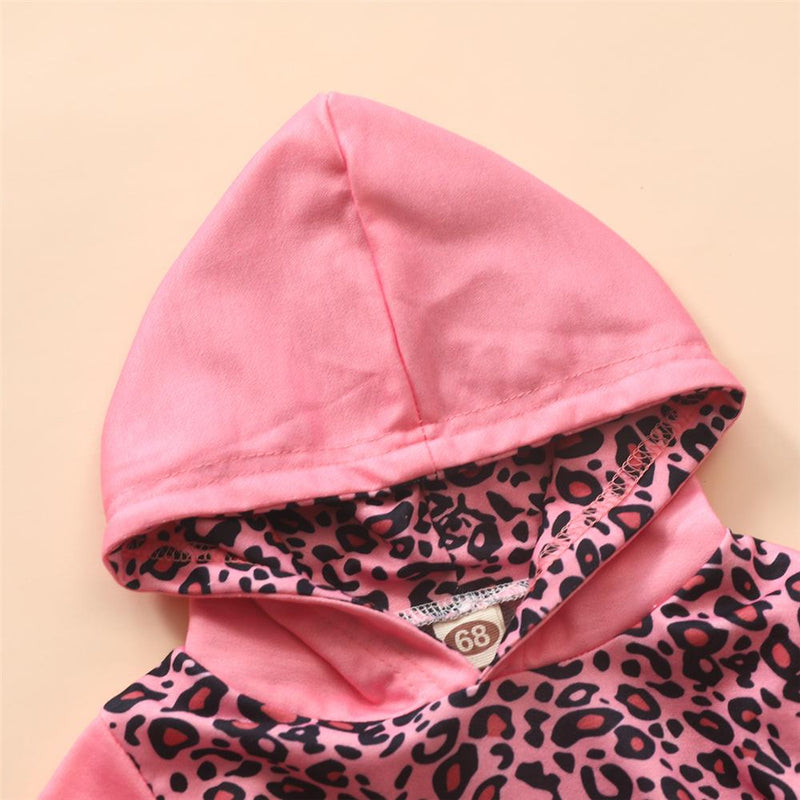 Baby Girls Leopard Hooded Long Sleeve Top & Pants Baby Clothing Cheap Wholesale - PrettyKid