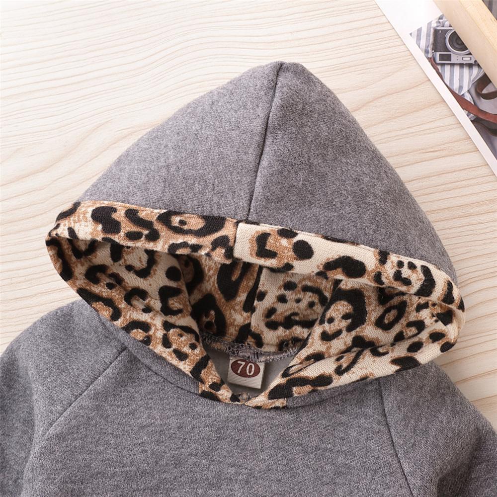 Baby Girls Leopard Hooded Long Sleeve Top & Pants Babywear Wholesale - PrettyKid