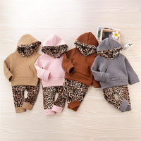 Baby Girls Leopard Hooded Long Sleeve Top & Pants Babywear Wholesale - PrettyKid