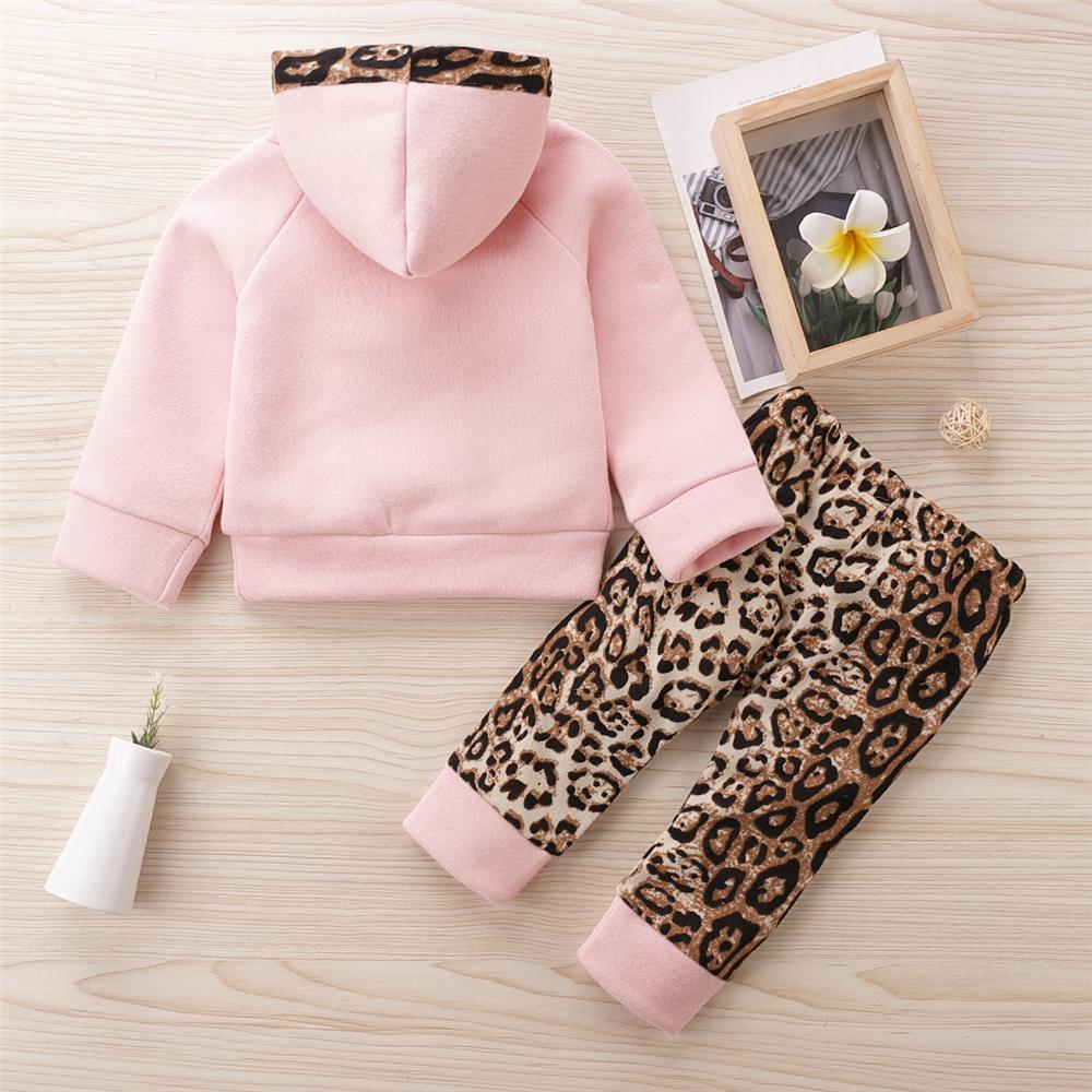 Baby Girls Leopard Hooded Long Sleeve Top & Pants Babywear Wholesale - PrettyKid