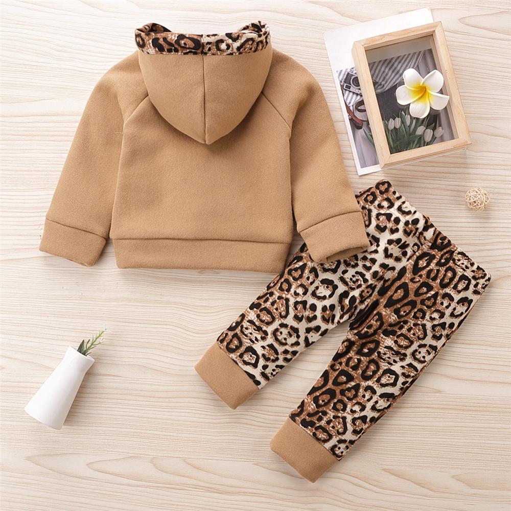 Baby Girls Leopard Hooded Long Sleeve Top & Pants Babywear Wholesale - PrettyKid