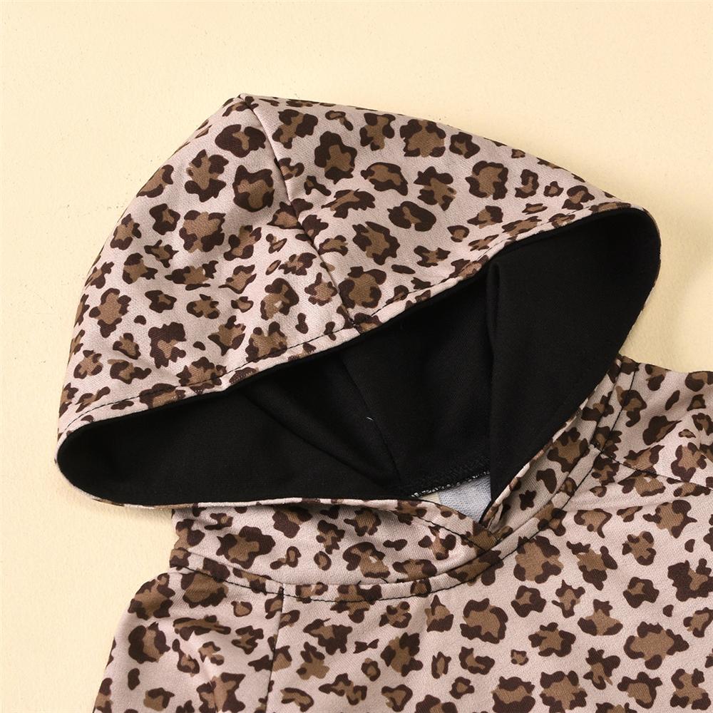 Girls Leopard Hooded Long Sleeve Top & Trousers Wholesale Girls Clothes - PrettyKid