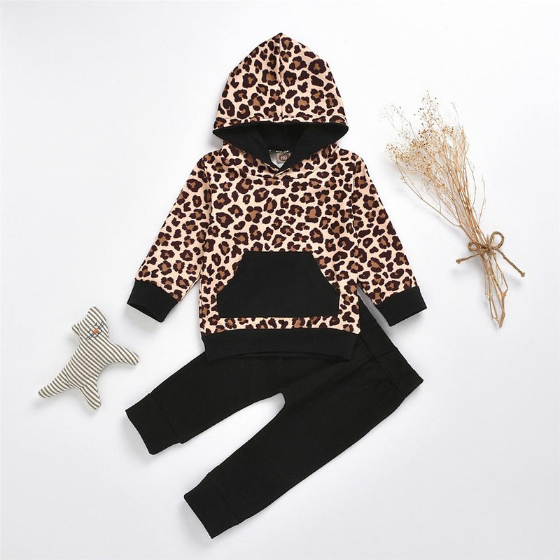Baby Girls Leopard Hooded Top & Pants Baby Clothes Suppliers - PrettyKid