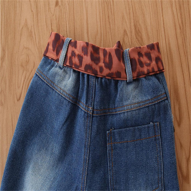 Unisex Leopard Letter Hooded Long Sleeve & Ripped Jeans Bulk Kids Clothing - PrettyKid