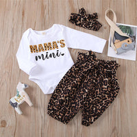 Baby Girls Leopard Letter Long Sleeve Romper & Pants Baby Outfits - PrettyKid