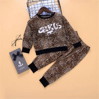 Toddler Girls Leopard Letter Long Sleeve Top & Pants Girls Wholesale - PrettyKid