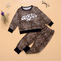 Toddler Girls Leopard Letter Long Sleeve Top & Pants Girls Wholesale - PrettyKid