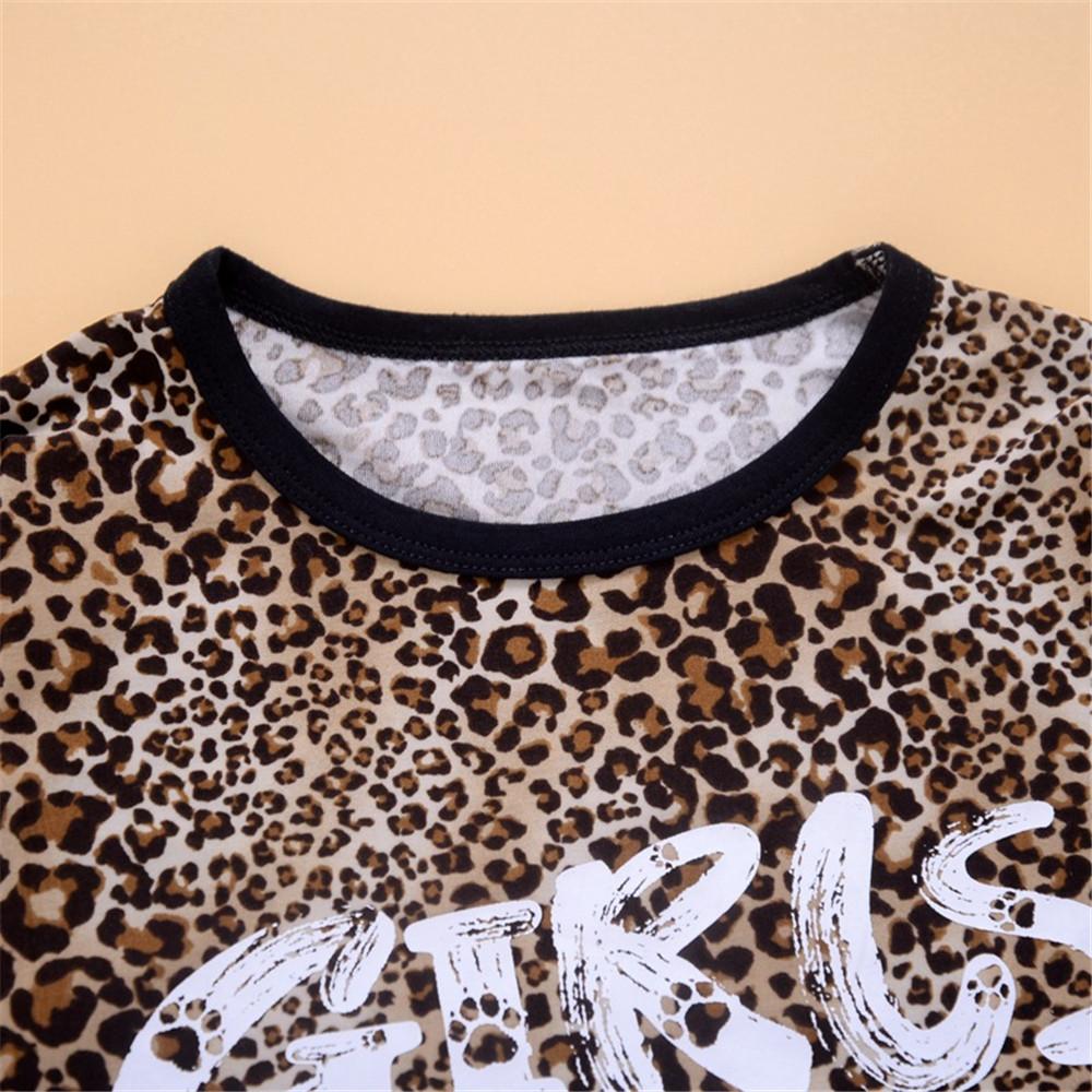 Toddler Girls Leopard Letter Long Sleeve Top & Pants Girls Wholesale - PrettyKid