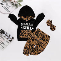 Girls Leopard Letter Print Hooded Top & Pants Toddler Girls Wholesale - PrettyKid