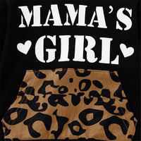 Girls Leopard Letter Print Hooded Top & Pants Toddler Girls Wholesale - PrettyKid