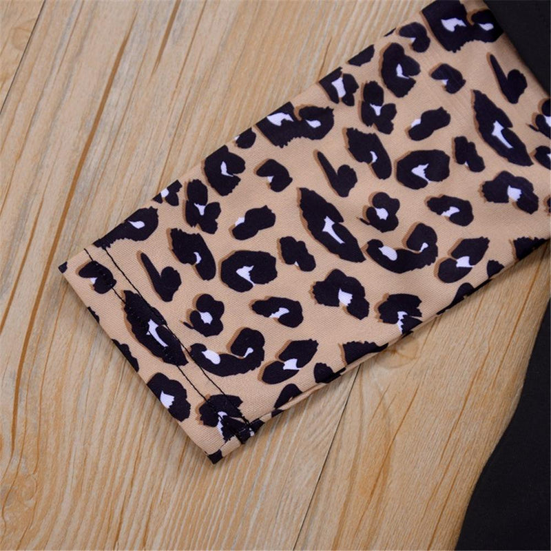 Toddler Girls Leopard Letter Printed Long Sleeve Top & Pants Wholesale - PrettyKid