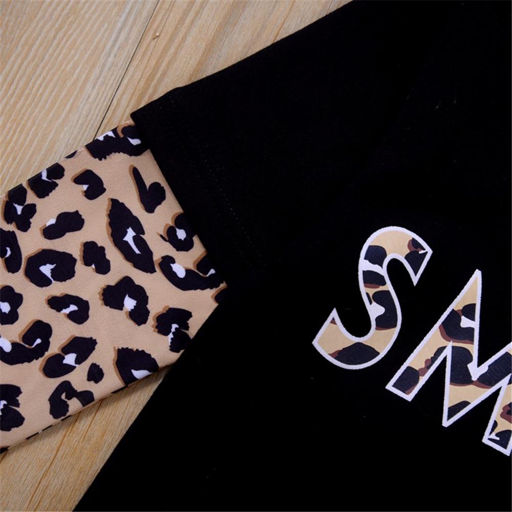 Toddler Girls Leopard Letter Printed Long Sleeve Top & Pants Wholesale - PrettyKid