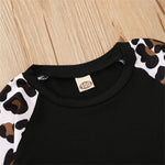 Girls Leopard Long Sleeve Casual T-shirt & Zipper Skirt Girls Clothes Wholesale - PrettyKid