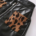Girls Leopard Long Sleeve Pullover & PU Skirt Wholesale Girls Clothing - PrettyKid