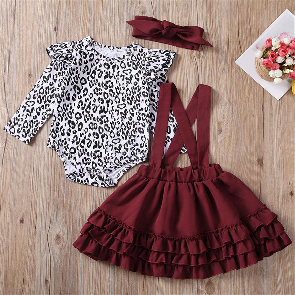 Baby Girls Leopard Long Sleeve Romper & Suspender Skirt Girl Wholesale - PrettyKid