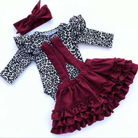 Baby Girls Leopard Long Sleeve Romper & Suspender Skirt Girl Wholesale - PrettyKid