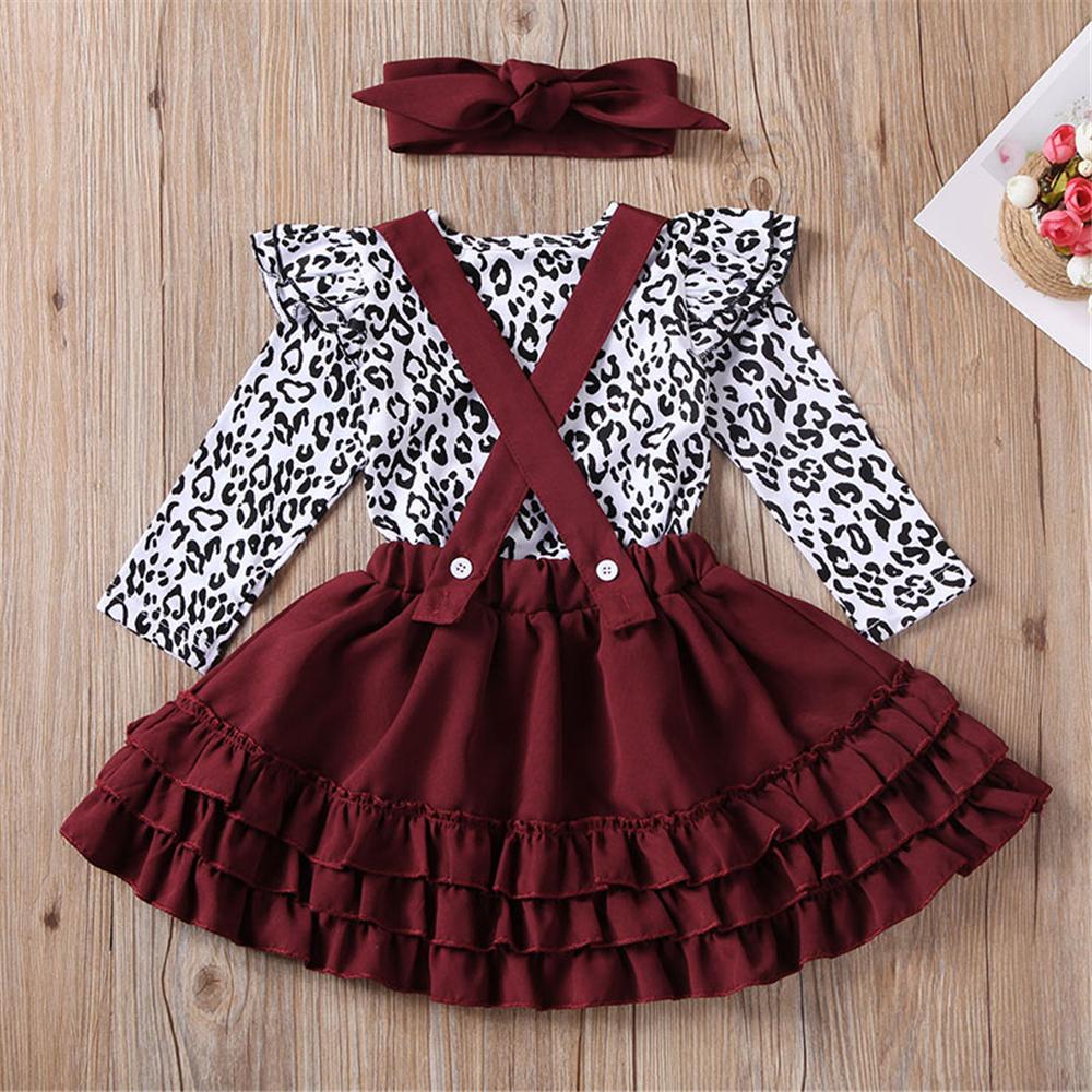 Baby Girls Leopard Long Sleeve Romper & Suspender Skirt Girl Wholesale - PrettyKid