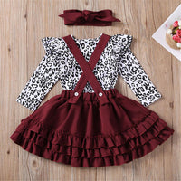 Baby Girls Leopard Long Sleeve Romper & Suspender Skirt Girl Wholesale - PrettyKid