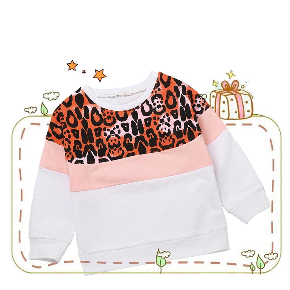 Unisex Leopard Long Sleeve Splicing Tops Wholesale - PrettyKid