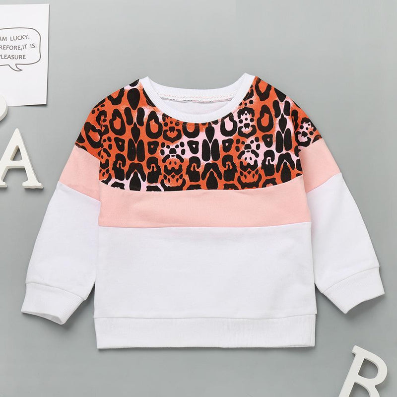 Unisex Leopard Long Sleeve Splicing Tops Wholesale - PrettyKid