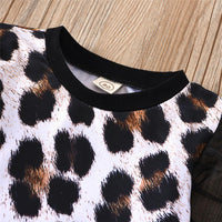 Toddler Girls Leopard Long Sleeve Top & PU Skirt Girls Boutique Wholesale - PrettyKid