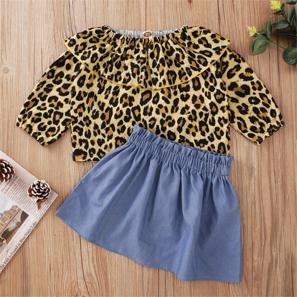 Baby Girls Leopard Long Sleeve Top & Skirt Baby Wholesales - PrettyKid