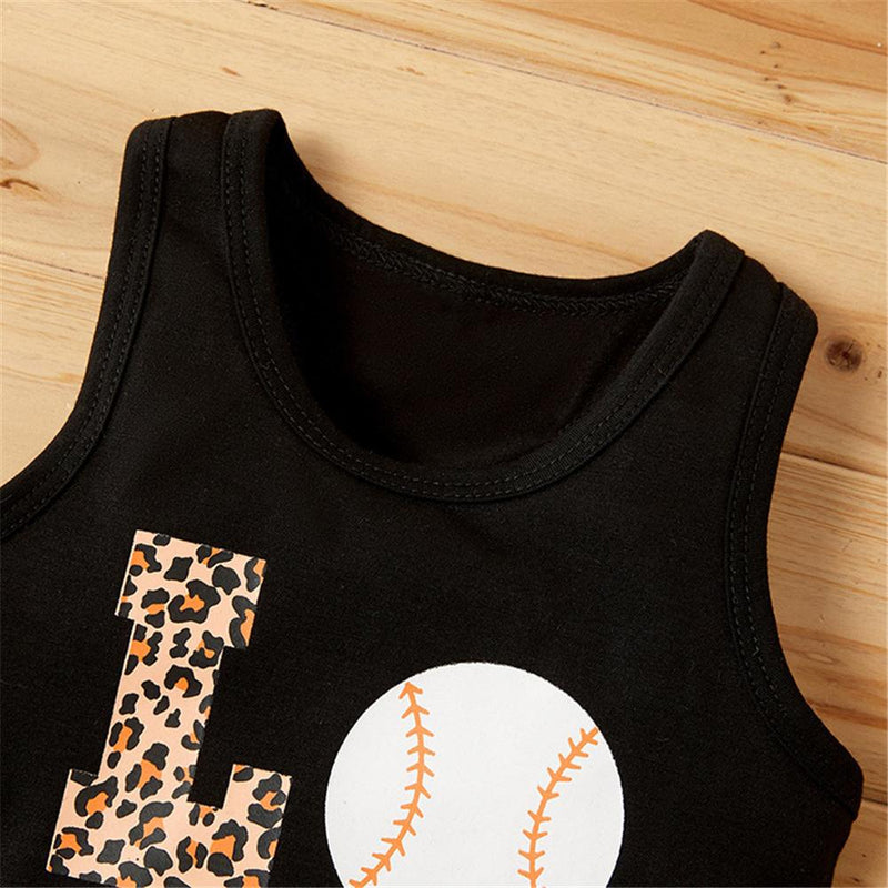 Baby Girls Leopard Love Printed Sleeveless Top & Shorts Baby Clothes Wholesale Bulk - PrettyKid