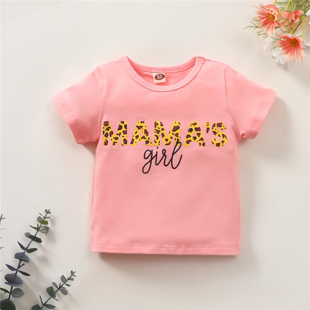 Girls Leopard Mama's Girl Printed Short Sleeve Top Wholesale Girls clothes - PrettyKid