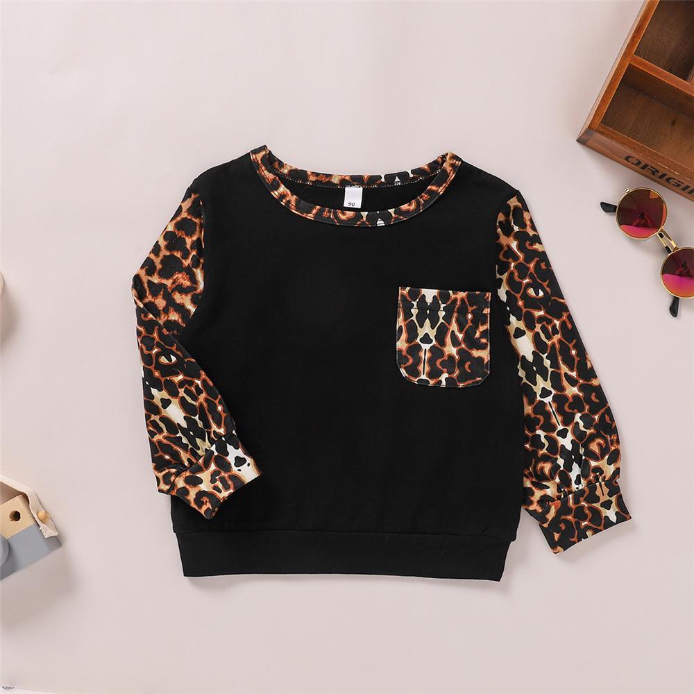 Girls Leopard Print Pockets Long Sleeve Top & Pants Kids Wholesale Clothing - PrettyKid