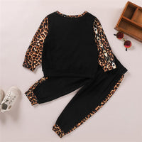 Girls Leopard Print Pockets Long Sleeve Top & Pants Kids Wholesale Clothing - PrettyKid