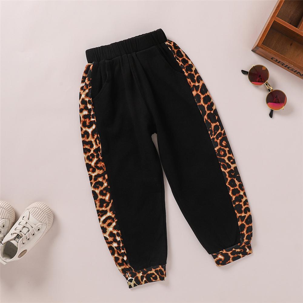 Girls Leopard Print Pockets Long Sleeve Top & Pants Kids Wholesale Clothing - PrettyKid