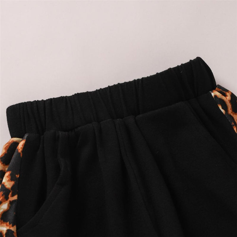 Girls Leopard Print Pockets Long Sleeve Top & Pants Kids Wholesale Clothing - PrettyKid