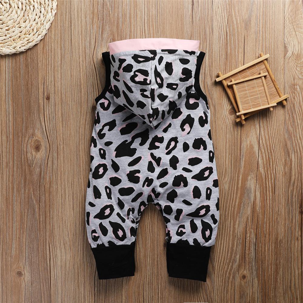 Baby Girls Leopard Printed Hooded Sleeveless Romper Wholesale Clothing Baby - PrettyKid