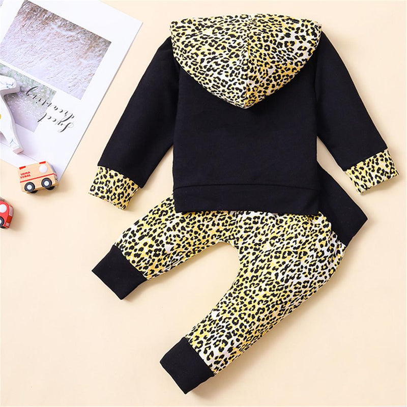 Baby Girls Leopard Printed Hooded Top & Trousers Baby Outfits - PrettyKid