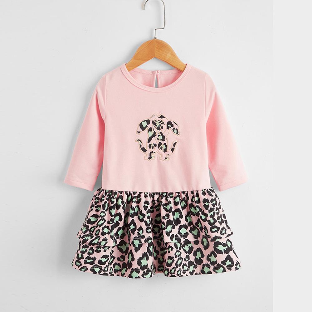 Baby Girls Leopard Printed Long Sleeve Crew Neck Top Wholesale Designer Baby Clothes - PrettyKid