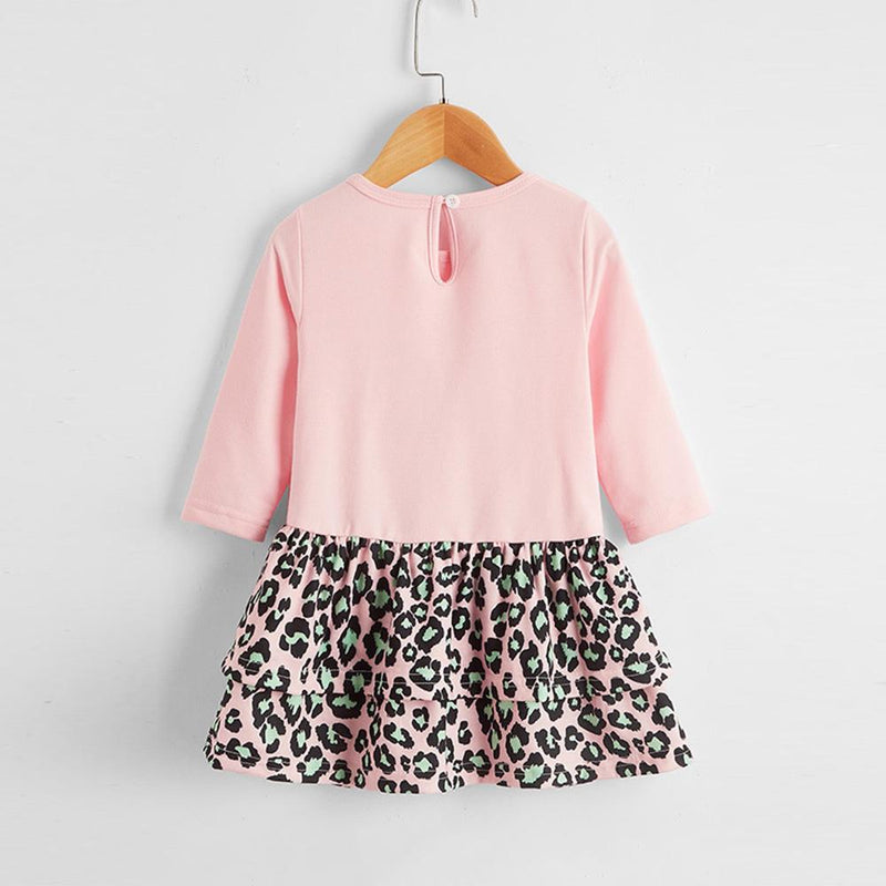Baby Girls Leopard Printed Long Sleeve Crew Neck Top Wholesale Designer Baby Clothes - PrettyKid
