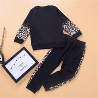 Girls Leopard Printed Long Sleeve T-shirt & Trousers Girl Wholesale - PrettyKid