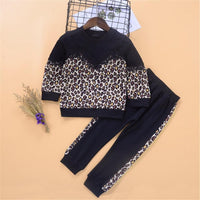 Girls Leopard Printed Long Sleeve T-shirt & Trousers Girl Wholesale - PrettyKid