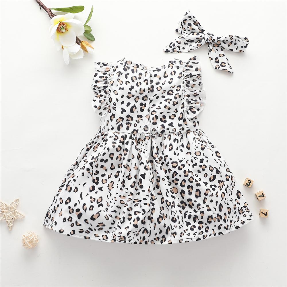 Girls Leopard Printed Sleeveless Dress & Headband Wholesale Baby Girl clothing - PrettyKid