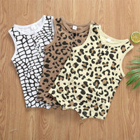 Baby Girls Leopard Printed Sleeveless Romper Cheap Baby clothing - PrettyKid