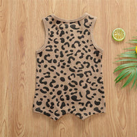 Baby Girls Leopard Printed Sleeveless Romper Cheap Baby clothing - PrettyKid