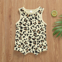 Baby Girls Leopard Printed Sleeveless Romper Cheap Baby clothing - PrettyKid