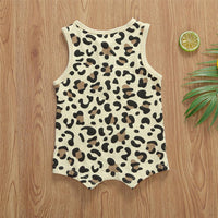 Baby Girls Leopard Printed Sleeveless Romper Cheap Baby clothing - PrettyKid