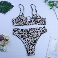 Toddler Girls Leopard Printed Solid Metal Buckle Swimming Suits Plus Size Swimwear european children's clothing wholesale - PrettyKid