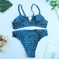 Toddler Girls Leopard Printed Solid Metal Buckle Swimming Suits Plus Size Swimwear european children's clothing wholesale - PrettyKid