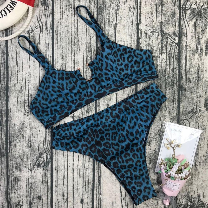 Toddler Girls Leopard Printed Solid Metal Buckle Swimming Suits Plus Size Swimwear european children's clothing wholesale - PrettyKid