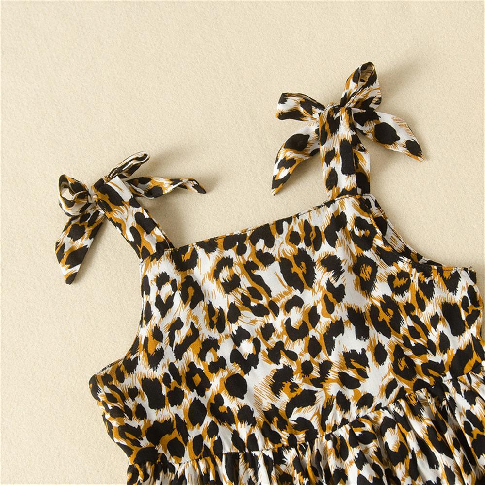 Baby Girls Leopard Printed Splicing Dress Wholesale Baby Dresses - PrettyKid