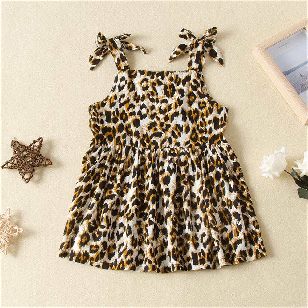 Baby Girls Leopard Printed Splicing Dress Wholesale Baby Dresses - PrettyKid