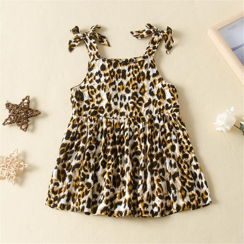 Baby Girls Leopard Printed Splicing Dress Wholesale Baby Dresses - PrettyKid